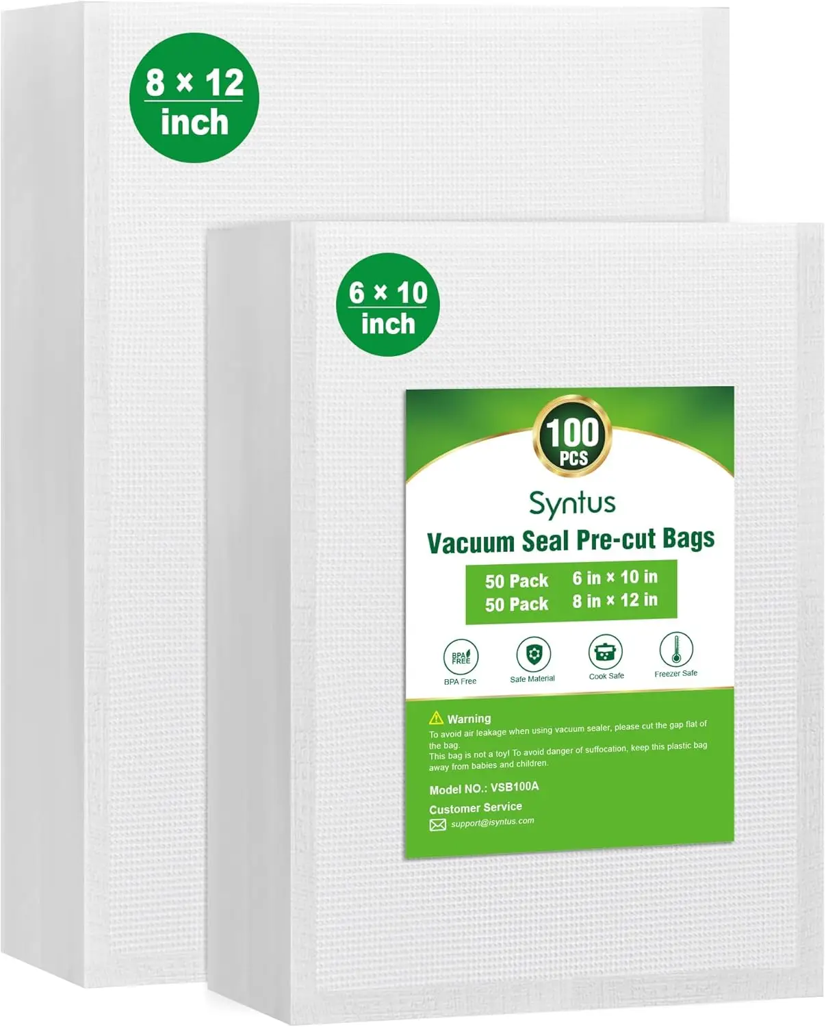 100-Pack Vacuum Sealer Bags: 8x12in Quart & 6x10in Pint, BPA-Free, Puncture-Resistant for Sous Vide & Food Storage
100-Pack Vacuum Sealer Bags: 8x12in Quart & 6x10in Pint, BPA-Free, Puncture-Resistant for Sous Vide & Food Storage