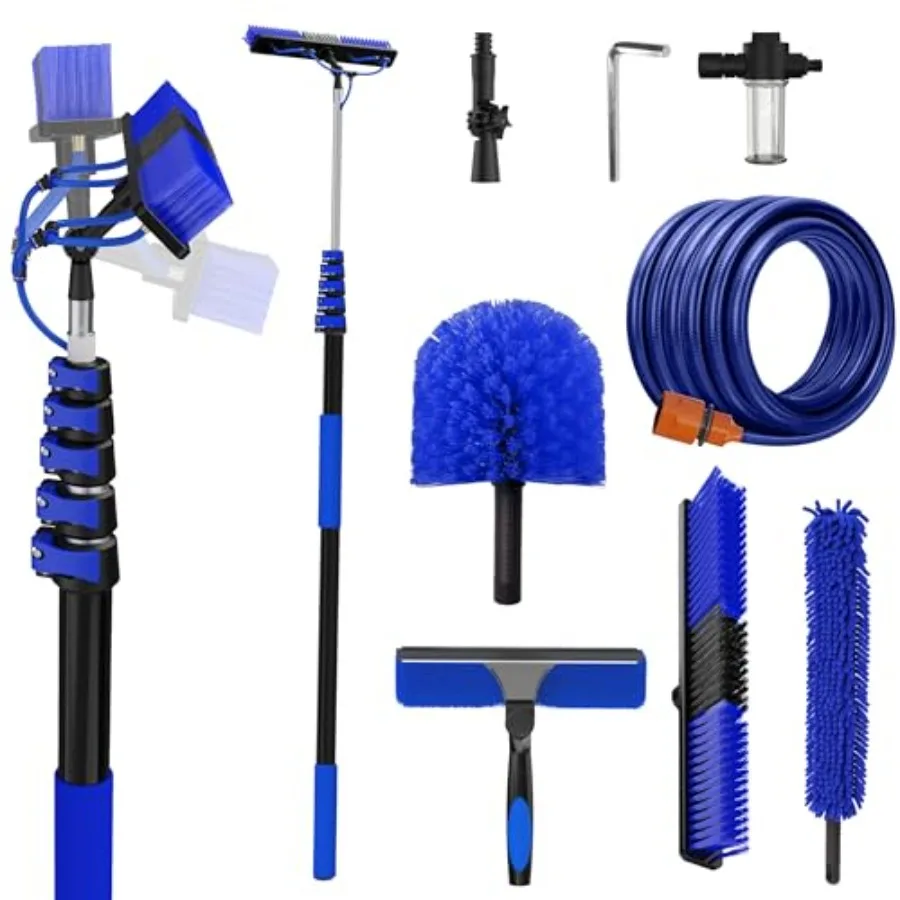 30Feet Reach Solar Panel Cleaning Brush Kit with 5- Telescoping Pole, 40Feet Hose, 20" Water Fed Brush, Soap Dispenser, Cobweb
30Feet Reach Solar Panel Cleaning Brush Kit with 5- Telescoping Pole, 40Feet Hose, 20" Water Fed Brush, Soap Dispenser, Cobweb