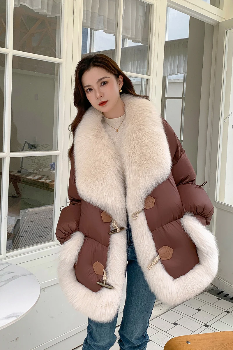 New Winter Women Warm Goose Down Jackets Natural Real Fox Fur Collar Coats Puffer Jackets Thick Streetwear Female Outwear
New Winter Women Warm Goose Down Jackets Natural Real Fox Fur Collar Coats Puffer Jackets Thick Streetwear Female Outwear