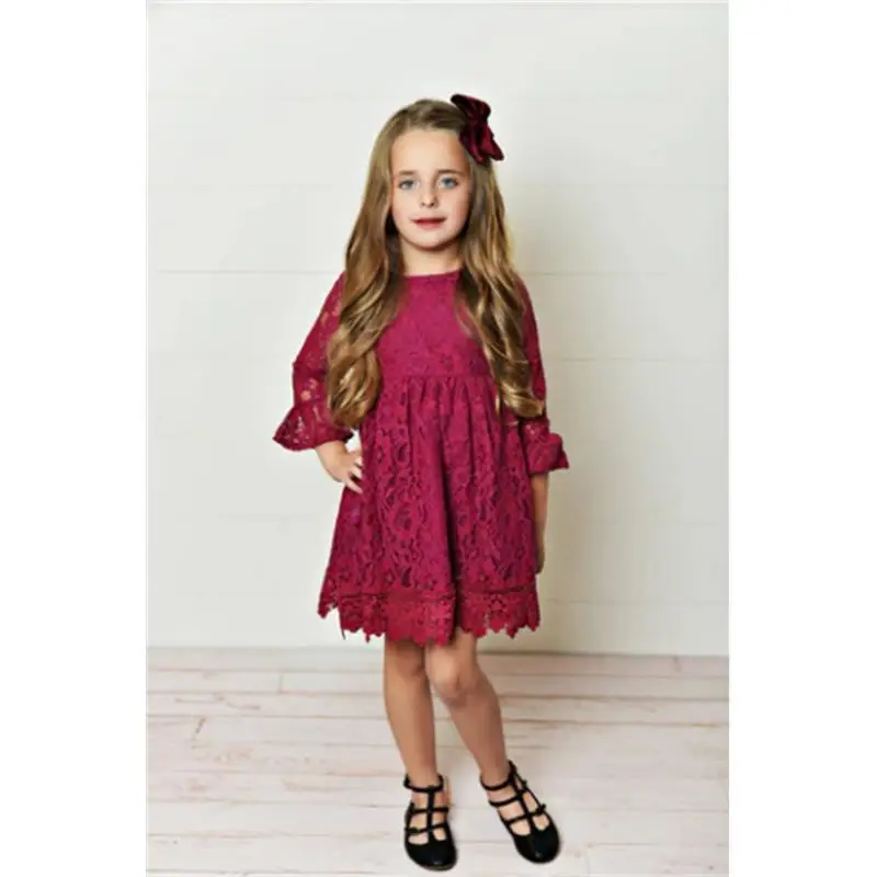 Hot Sale Boho Formal Dresses Little Girls Vintage Wine Red Long Flower Girls' Dresses Lace Long Sleeves robe de bal princesse
Hot Sale Boho Formal Dresses Little Girls Vintage Wine Red Long Flower Girls' Dresses Lace Long Sleeves robe de bal princesse