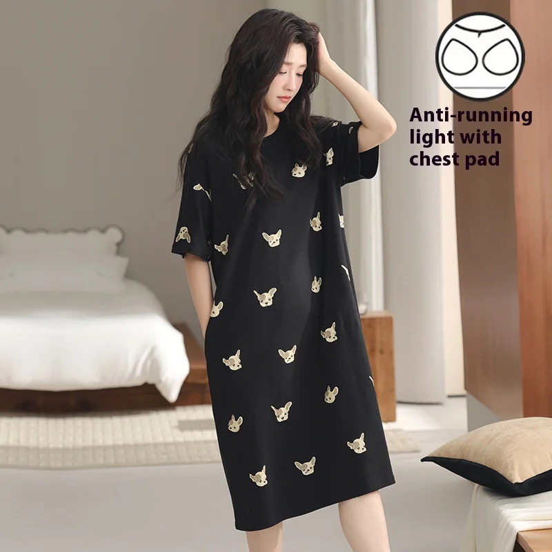 With Chest Pads All-in-One Summer Women's Nightgowns Sweet Korean Pajamas Casual Loose Large Size Nightgowns Homewear Dresses
With Chest Pads All-in-One Summer Women's Nightgowns Sweet Korean Pajamas Casual Loose Large Size Nightgowns Homewear Dresses