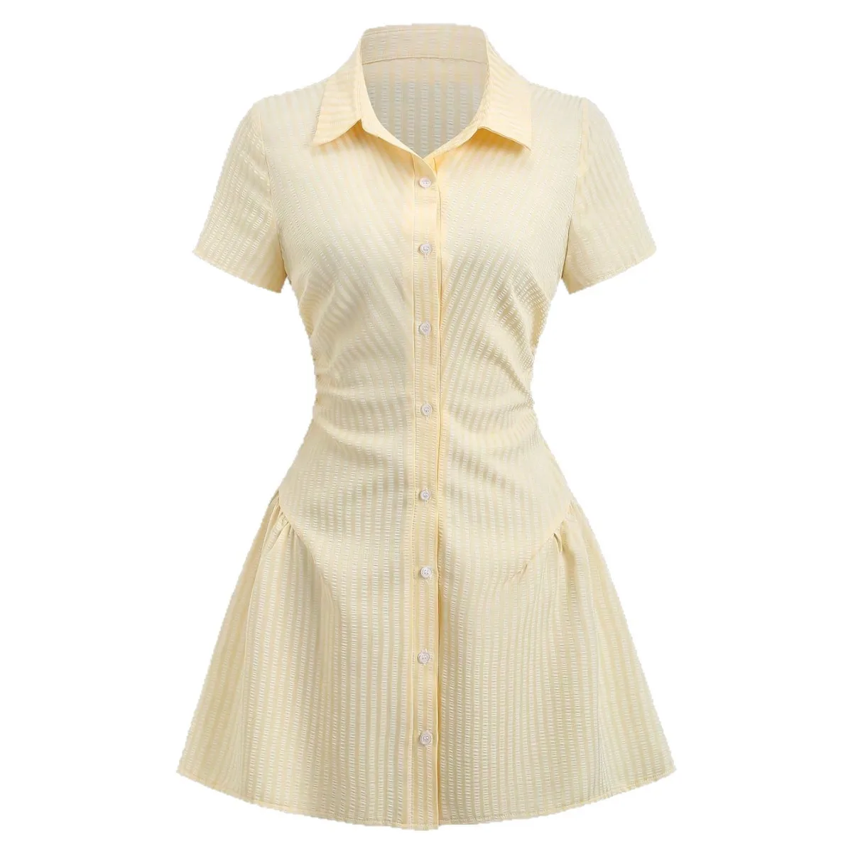 2026 Summer Women's Shirt Dress Elegant V Neck Puff Sleeve Mini Dress Casual Loose Pleated A-Line Ruffled Short Dresses New
2026 Summer Women's Shirt Dress Elegant V Neck Puff Sleeve Mini Dress Casual Loose Pleated A-Line Ruffled Short Dresses New