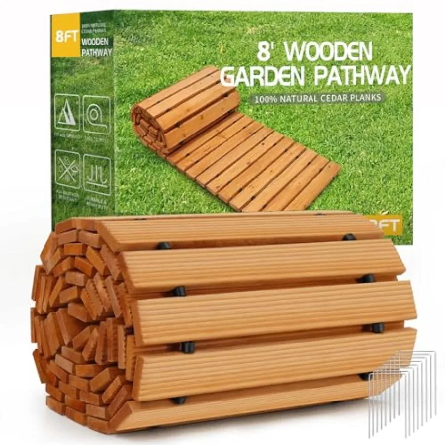 Wooden Garden Pathway, Outdoor Roll Out Cedar Straight Walkway, Patio Path Decorative Garden Boardwalk Walkways, Weather-Resist
Wooden Garden Pathway, Outdoor Roll Out Cedar Straight Walkway, Patio Path Decorative Garden Boardwalk Walkways, Weather-Resist