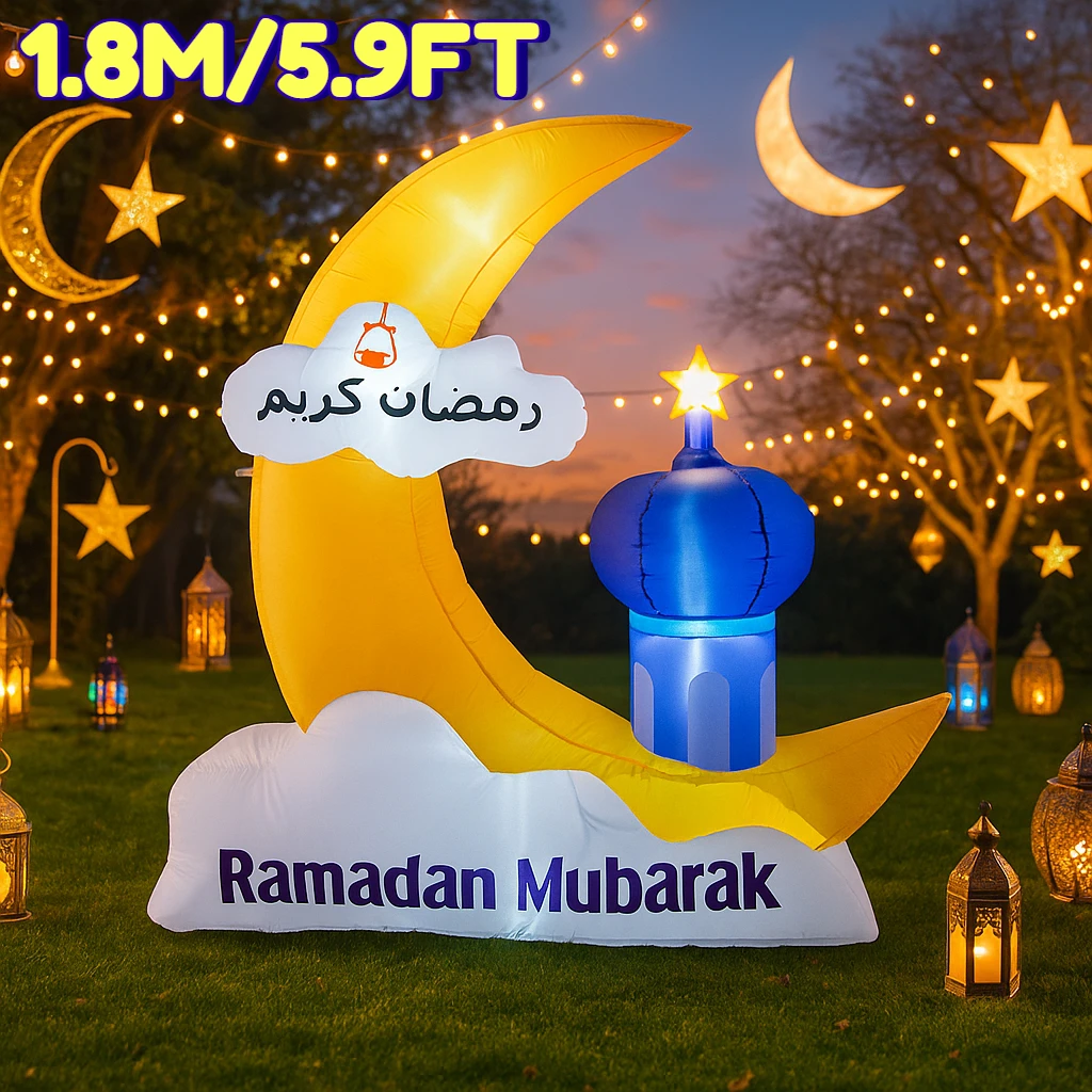 1.8M/5.9FT Muslim Ramadan Festival DIY Ornament Inflatable Model Holiday Eid Moon Garden Yard Outdoor with LED Light Toy Decor
1.8M/5.9FT Muslim Ramadan Festival DIY Ornament Inflatable Model Holiday Eid Moon Garden Yard Outdoor with LED Light Toy Decor