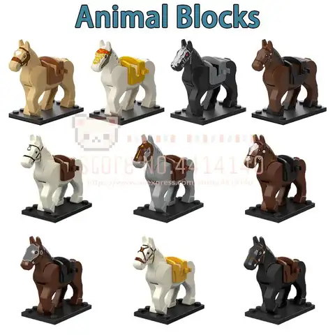 Blocs de construction de chevaux de la série animale, bricolage, Steed de combat à montage ancien, briques de figurines d'action compatibles, jouets éducatifs pour enfants