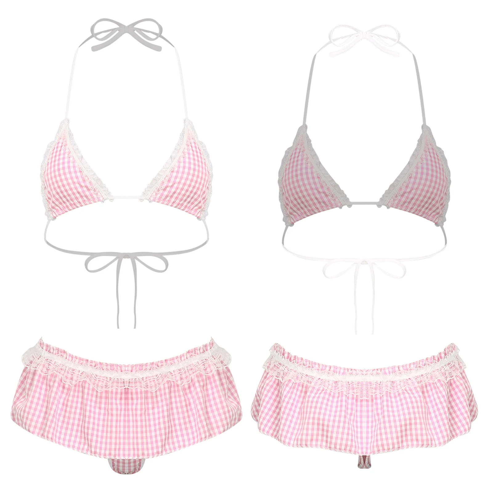 Women Halter Mini Bra Top with Thong Micro Bikini Lingerie Set Schoolgirl Maid Uniform for Couple Game Nightclub Beachwear
Women Halter Mini Bra Top with Thong Micro Bikini Lingerie Set Schoolgirl Maid Uniform for Couple Game Nightclub Beachwear