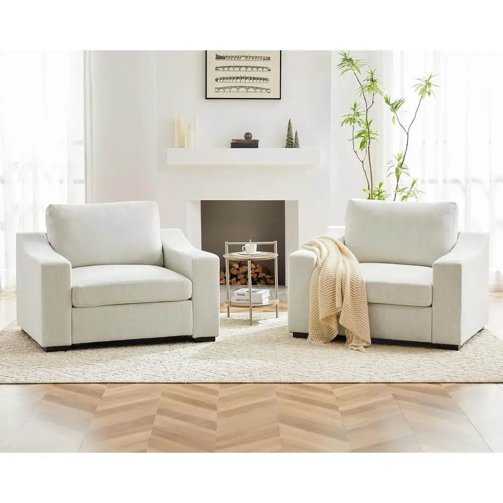 Set of 2 Oversized Linen Accent Chairs - Extra Wide Armrests, Detachable Covers, Comfortable for Living Room, Office, Dorm
Set of 2 Oversized Linen Accent Chairs - Extra Wide Armrests, Detachable Covers, Comfortable for Living Room, Office, Dorm