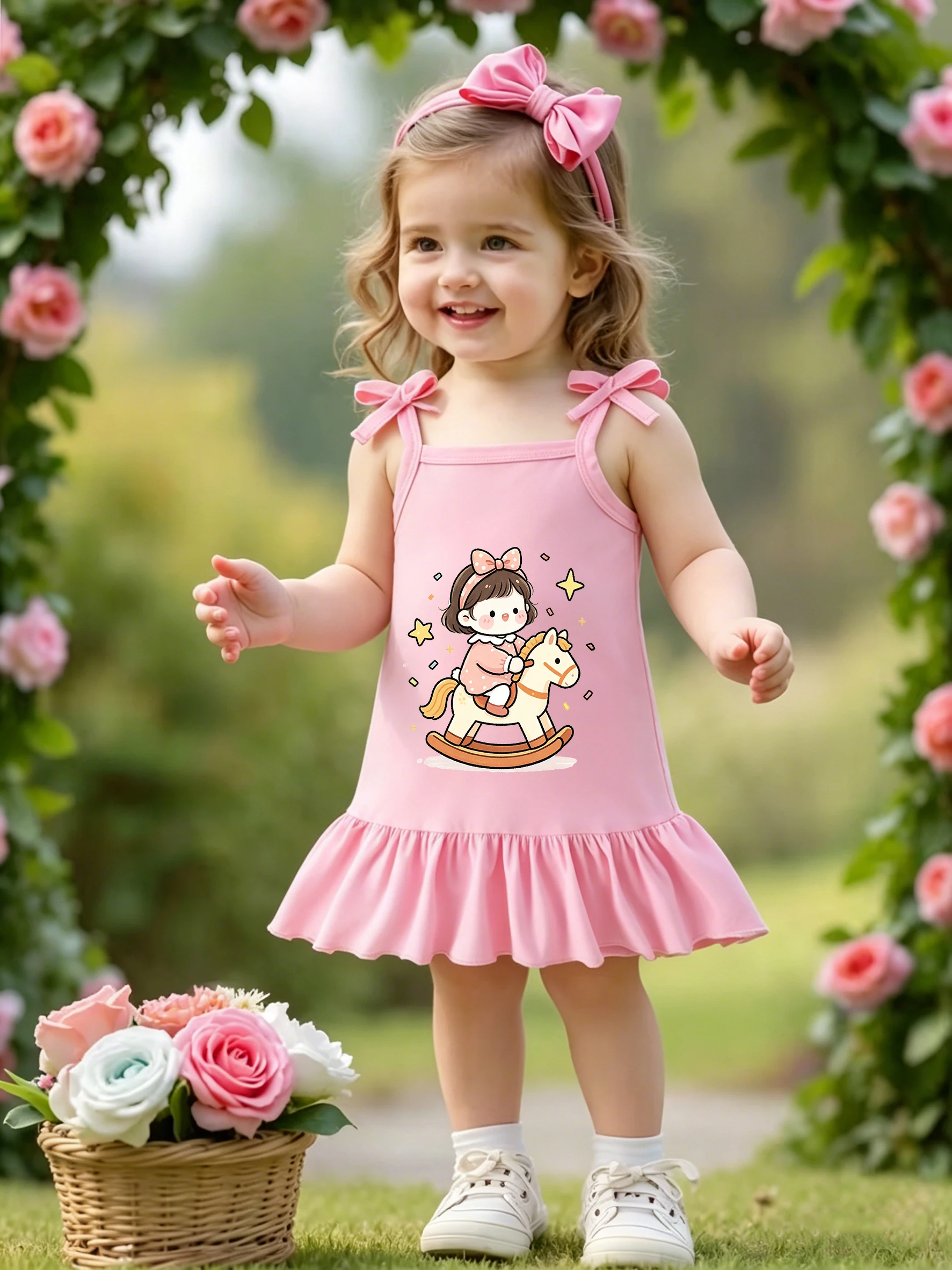 Summer New Arrival Girls Cute Style Rocking Horse Girl Print Cami Pink Dress
Summer New Arrival Girls Cute Style Rocking Horse Girl Print Cami Pink Dress
