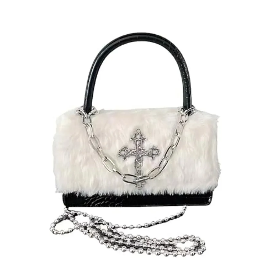 Y2K Gothic Punk Handbag Indie Cross Studded Shoulder bag for Egirl Woman Kawaii Purse Cool Girl Crossbody Fluffy Bag
Y2K Gothic Punk Handbag Indie Cross Studded Shoulder bag for Egirl Woman Kawaii Purse Cool Girl Crossbody Fluffy Bag