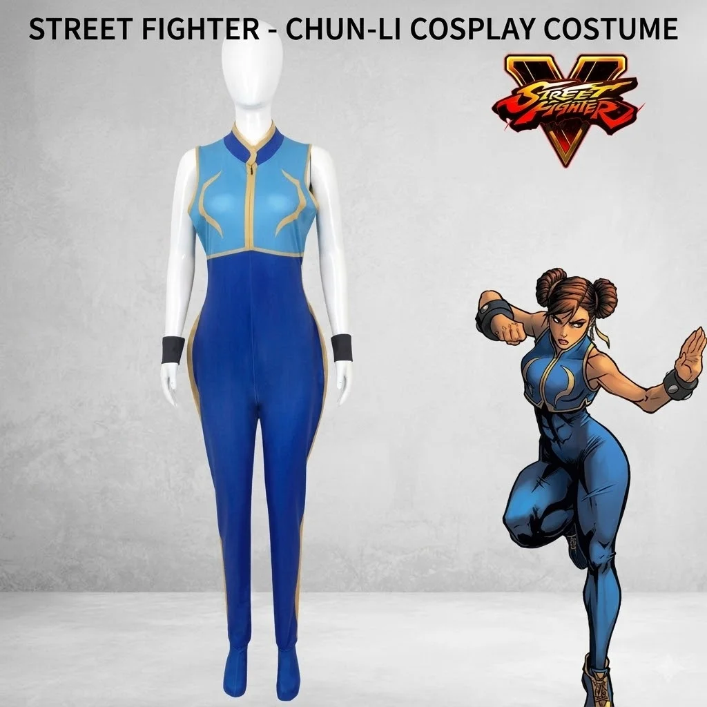 Chun Li Blue Jumpsuit Full Cosplay Set Stylish Role Play Outfit For Women Halloween Carnival Party Dress Up
Chun Li Blue Jumpsuit Full Cosplay Set Stylish Role Play Outfit For Women Halloween Carnival Party Dress Up