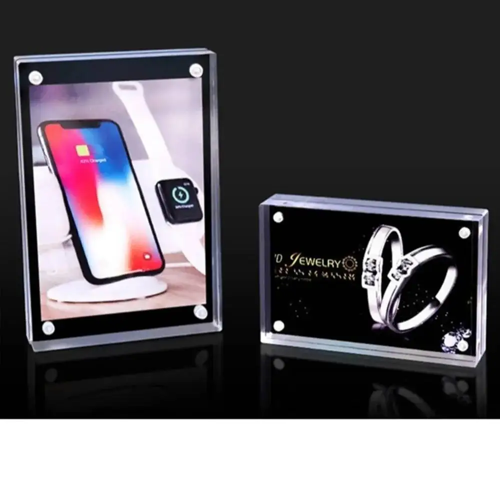 1pcs Acrylic Photo Picture Display Holder Magnetic Menu Price Card Sign Frame