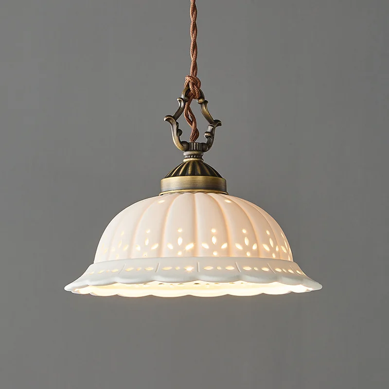 French-American Retro Brass & Ceramic Pendant - New Japanese Mid-Century Modern Mini Light for Bedside & Bedroom
French-American Retro Brass & Ceramic Pendant - New Japanese Mid-Century Modern Mini Light for Bedside & Bedroom