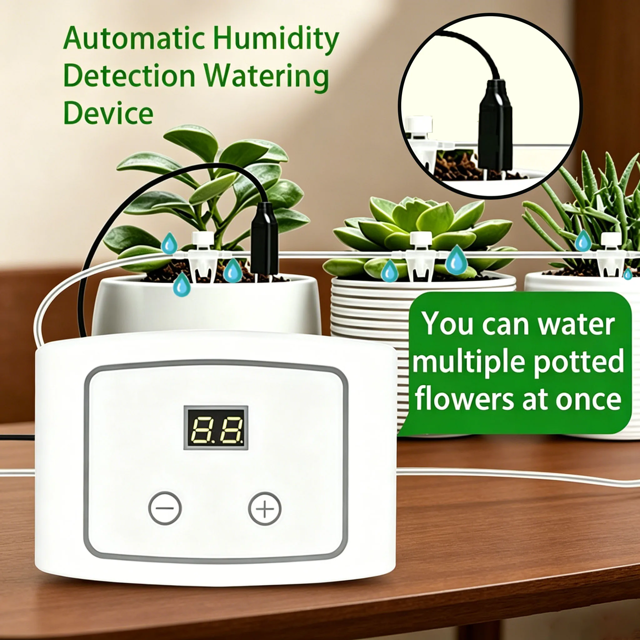 Intelligent Humidity Sensing Auto Waterer, Adjustable Flow Drip Irrigation Kit, Household Gardening Watering System for Flowers
Intelligent Humidity Sensing Auto Waterer, Adjustable Flow Drip Irrigation Kit, Household Gardening Watering System for Flowers