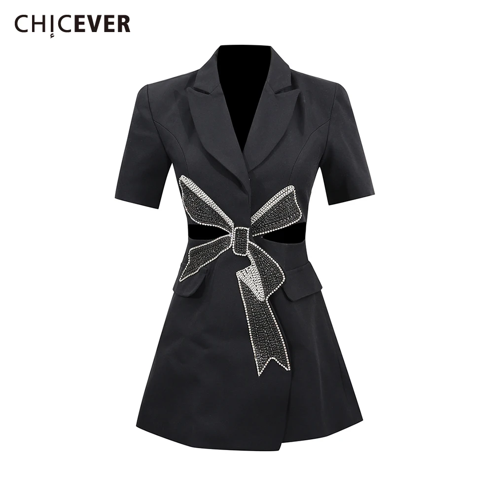 CHICEVER Chic Hollow Out Design Short Dress for Women Lapel Short Sleeve High Waist Patchwork Sequins Black Color Dresses Female
CHICEVER Chic Hollow Out Design Short Dress for Women Lapel Short Sleeve High Waist Patchwork Sequins Black Color Dresses Female