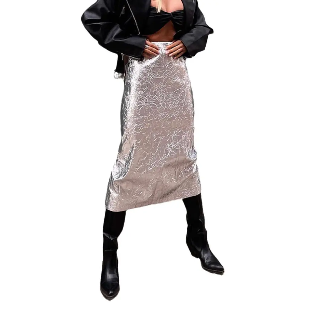 Women's Metallic Pleated Split Midi Skirt for Autumn Winter European American Style Independent Station Fashion
Women's Metallic Pleated Split Midi Skirt for Autumn Winter European American Style Independent Station Fashion