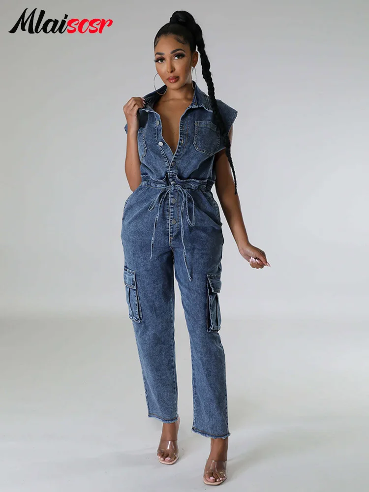 Mlaiscsr Stretch Jeans Blue Jumpsuits with Belt Women's Sleeveless Pocket Rompers Cargo Denim One Pieces Birthday Club Overalls
Mlaiscsr Stretch Jeans Blue Jumpsuits with Belt Women's Sleeveless Pocket Rompers Cargo Denim One Pieces Birthday Club Overalls
