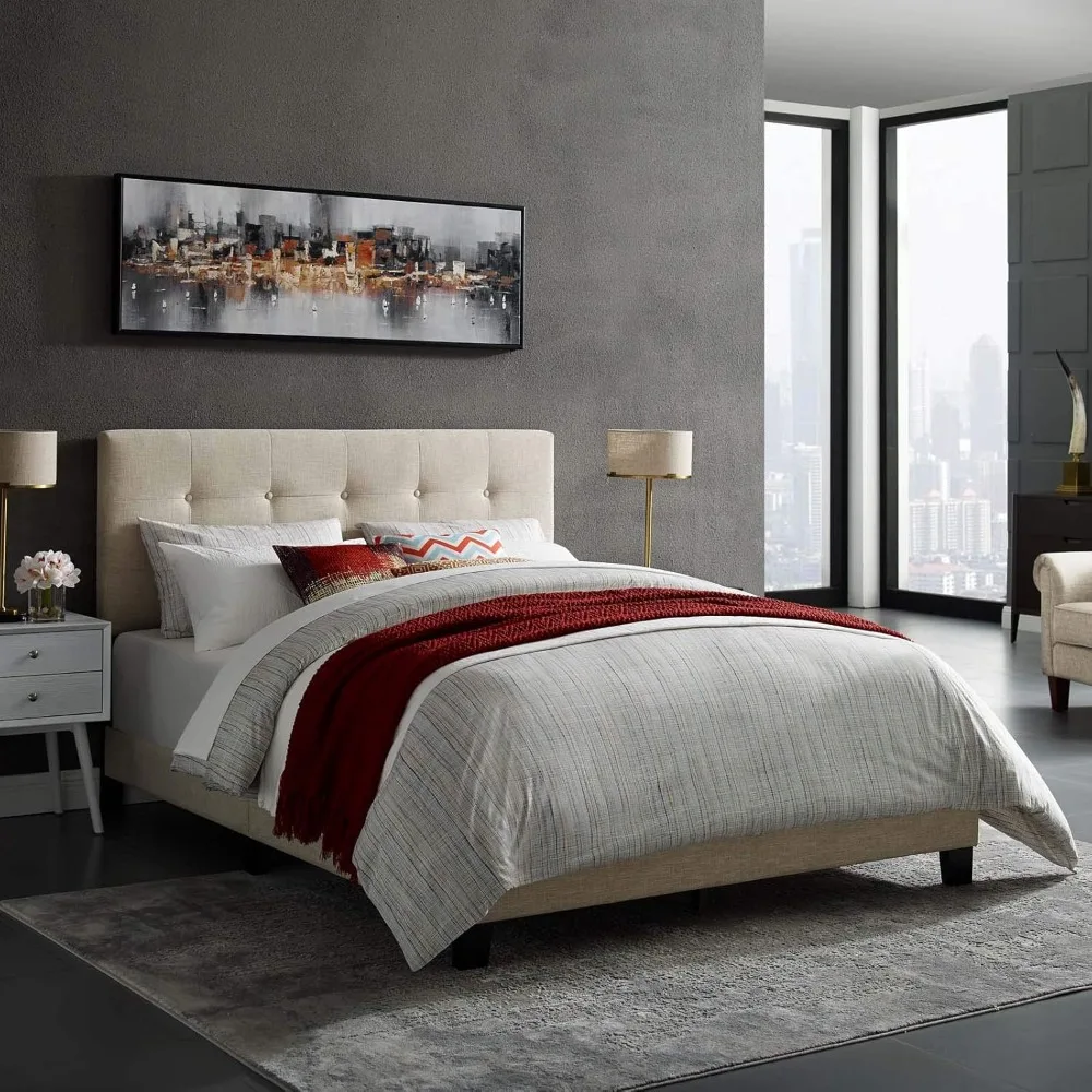 Modway Amira Tufted Fabric Upholstered King Bed Frame With Headboard In Beige
Modway Amira Tufted Fabric Upholstered King Bed Frame With Headboard In Beige