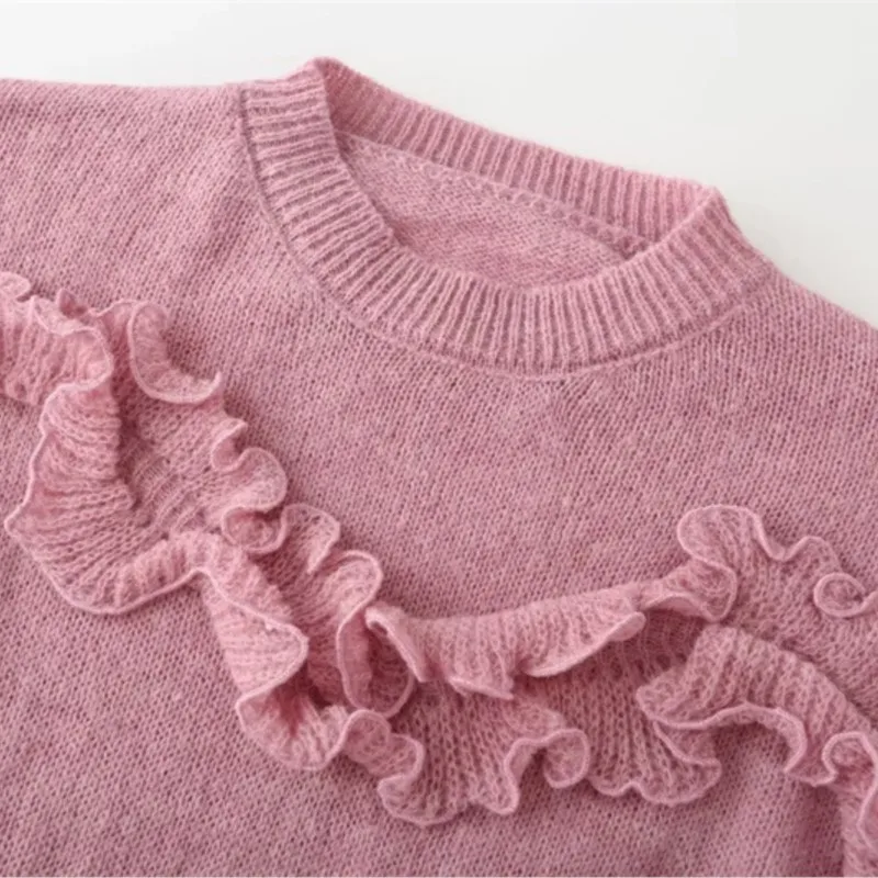 2025 Autumn New Women's Sweet Ruffle-Trimmed Knit Top Crew Neck Long-Sleeve Loose-Fit Pullover Sweater Design Daily Casual Tops
2025 Autumn New Women's Sweet Ruffle-Trimmed Knit Top Crew Neck Long-Sleeve Loose-Fit Pullover Sweater Design Daily Casual Tops