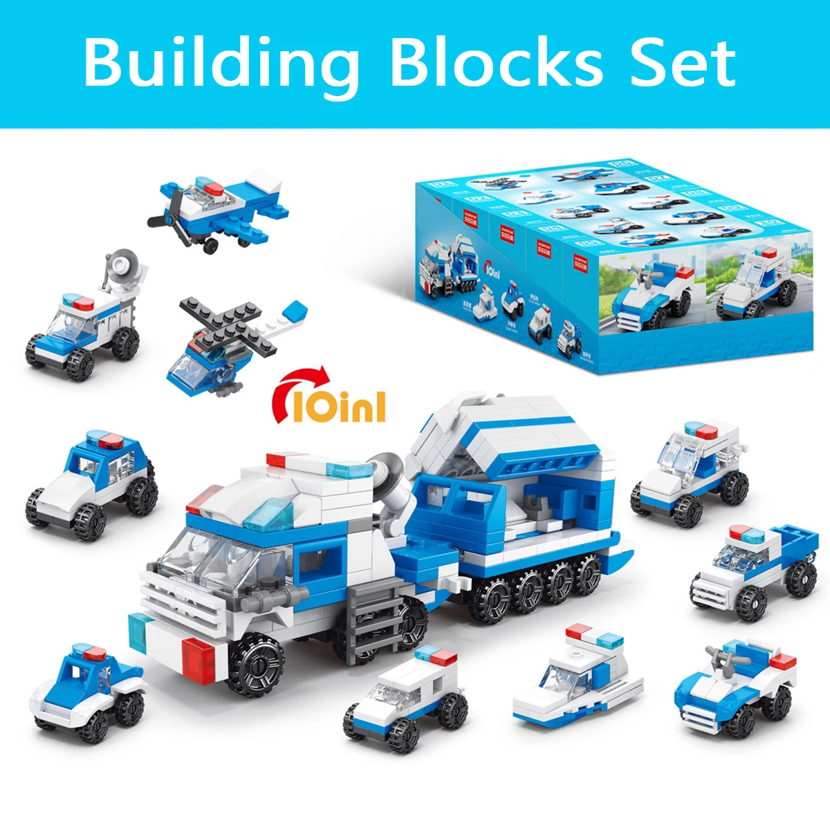 Building Blocks Set, 10 in 1 Transform Vehicle Bricks Kit, Police Car Tank Engineering Truck Fire Truck Models, Toys for Kids
Building Blocks Set, 10 in 1 Transform Vehicle Bricks Kit, Police Car Tank Engineering Truck Fire Truck Models, Toys for Kids