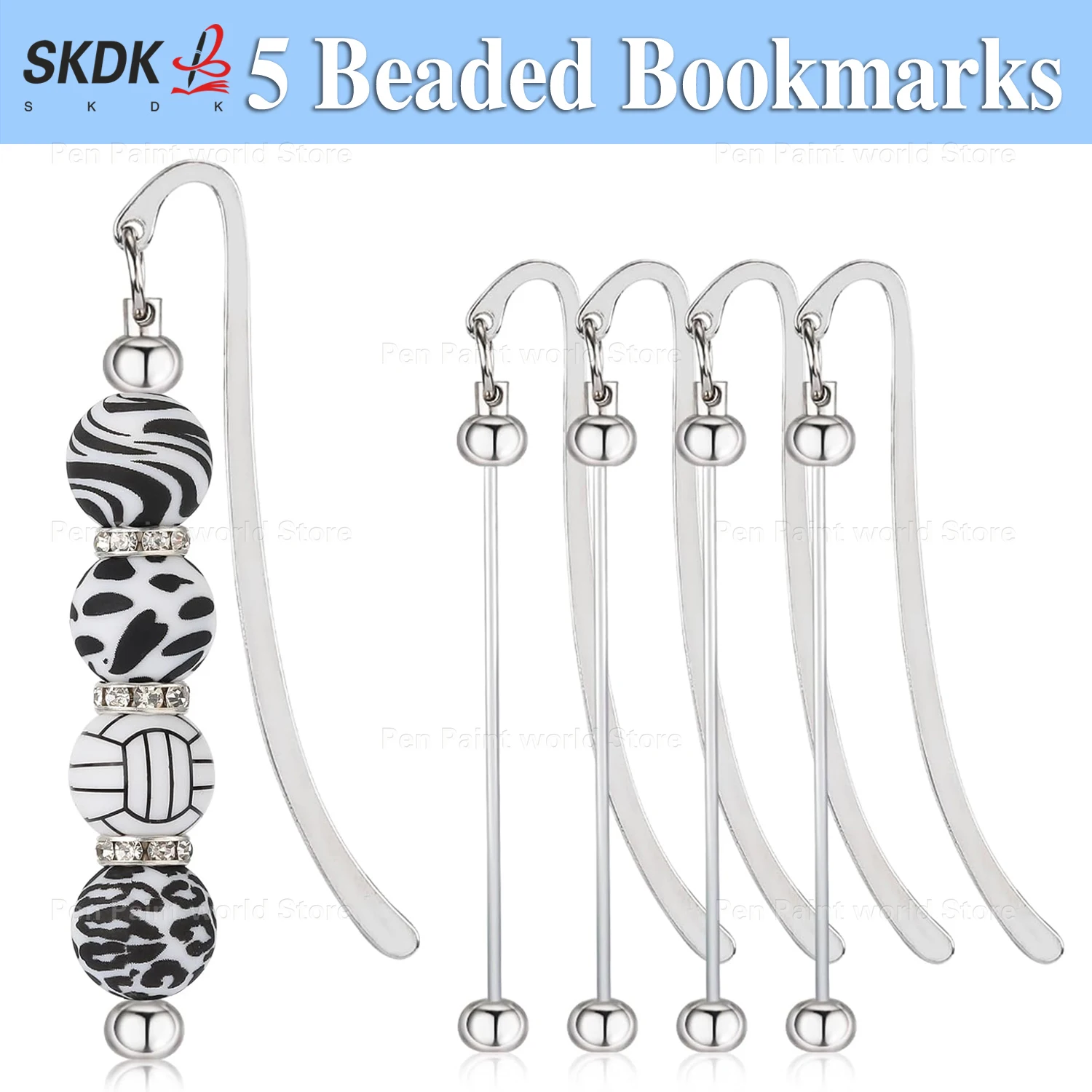 5Pcs Silver Metal Bookmark Set - Shiny Beaded Design for Kids' Reading Accessories & School Gifts
5Pcs Silver Metal Bookmark Set - Shiny Beaded Design for Kids' Reading Accessories & School Gifts