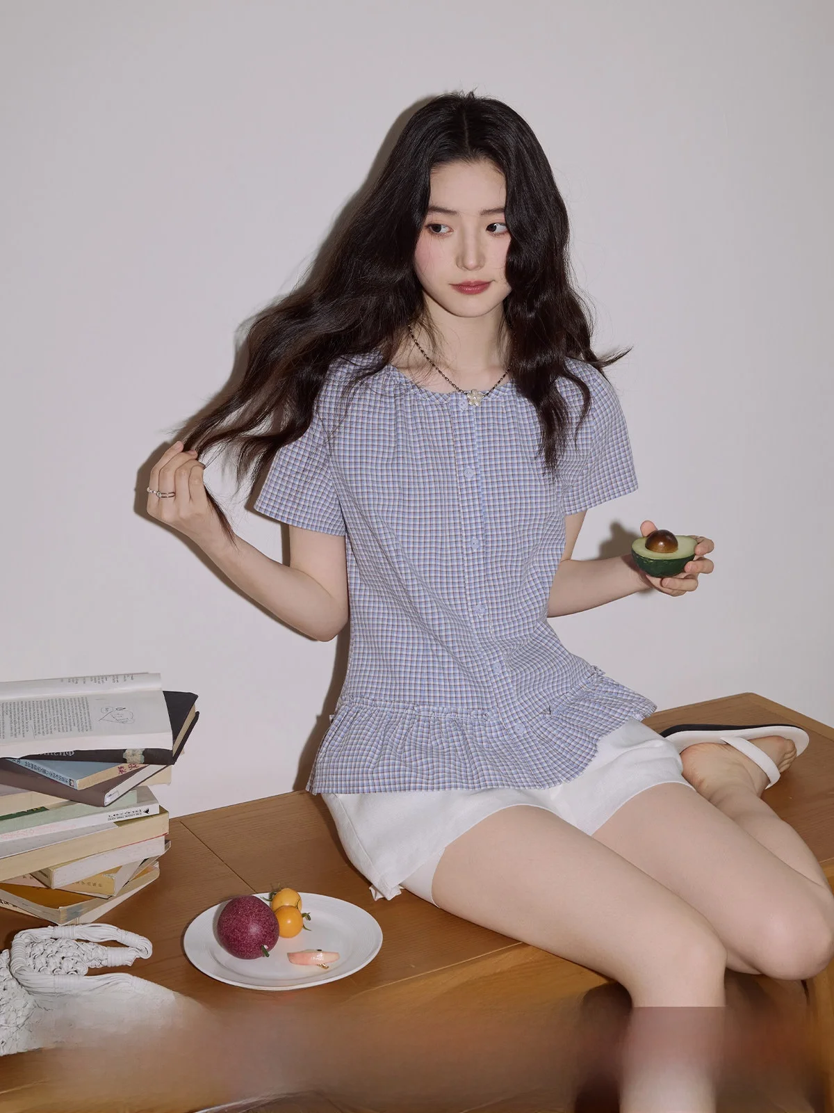 Blue Floral Ruffle Sleeve Short Sleeve Shirt Women's Commute Loose Slim Fit Shoulder Summer Cotton Plaid Shirt round Neck
Blue Floral Ruffle Sleeve Short Sleeve Shirt Women's Commute Loose Slim Fit Shoulder Summer Cotton Plaid Shirt round Neck