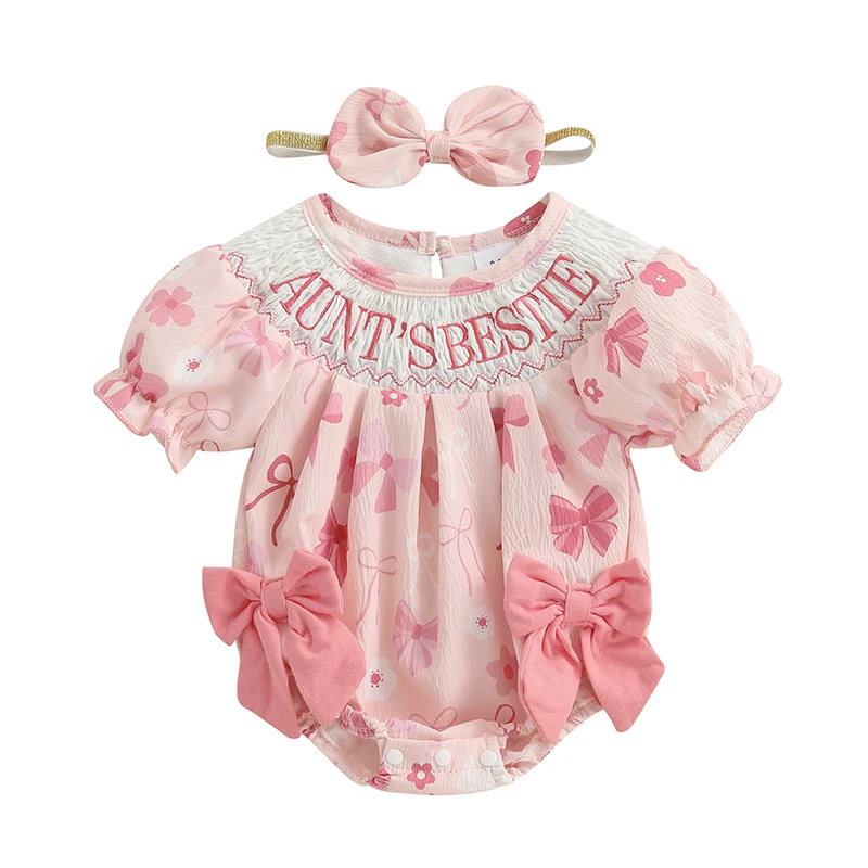 Baby Girls Rompers Letter Embroidery Bow Print Short Sleeve Infant Bodysuits Jumpsuits with Headband
Baby Girls Rompers Letter Embroidery Bow Print Short Sleeve Infant Bodysuits Jumpsuits with Headband