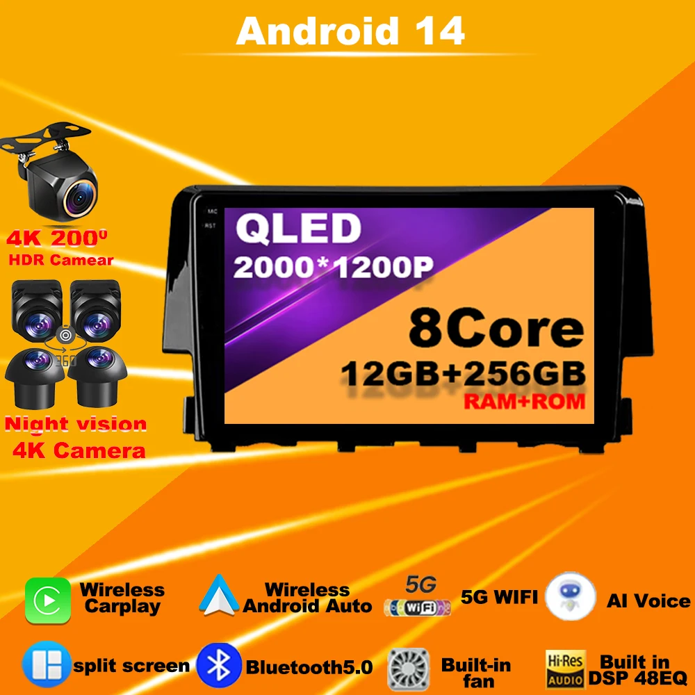 Android 14 Car Radio For Honda Civic 10 FC FK 2015 - 2020 Multimedia Video Player Stereo Wireless 4G WIFI Navigation GPS Stereo
Android 14 Car Radio For Honda Civic 10 FC FK 2015 - 2020 Multimedia Video Player Stereo Wireless 4G WIFI Navigation GPS Stereo
