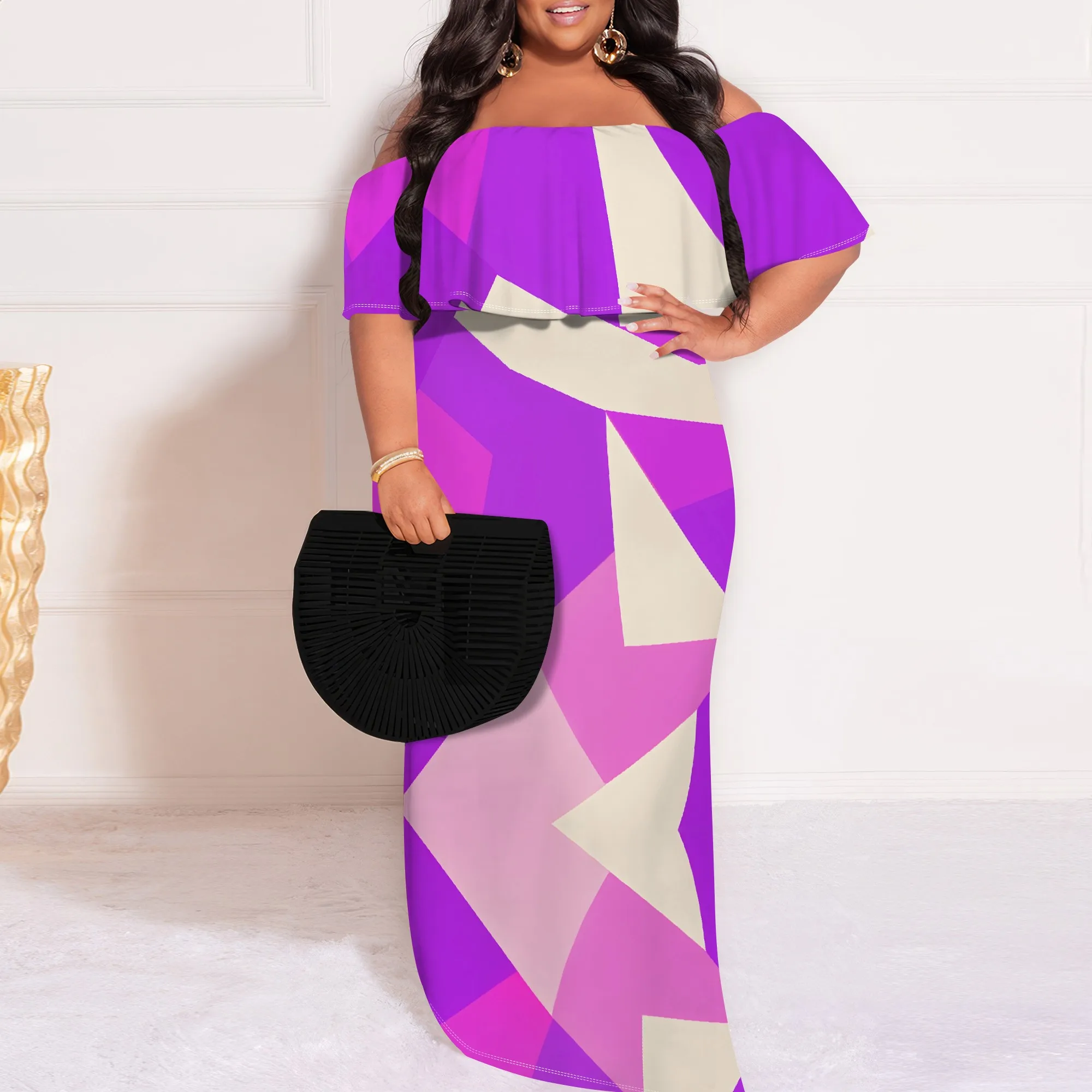 Off-Shoulder Geometric Print Women's Maxi Dress 2025 New Arrival Casual Evening Dress XL-6XL
Off-Shoulder Geometric Print Women's Maxi Dress 2025 New Arrival Casual Evening Dress XL-6XL