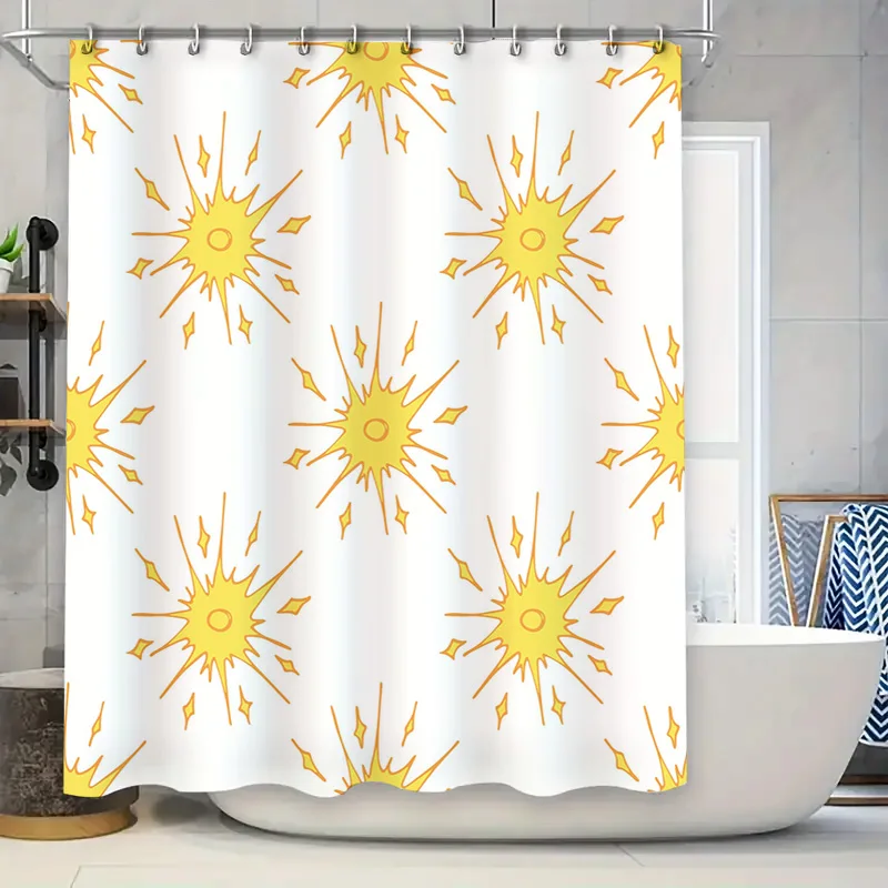 Занавеска для душа Sunburst, современный декор для ванной комнаты с желтыми звездами, простой в установке набор колец с крючками для ванны
Занавеска для душа Sunburst, современный декор для ванной комнаты с желтыми звездами, простой в установке набор колец с крючками для ванны