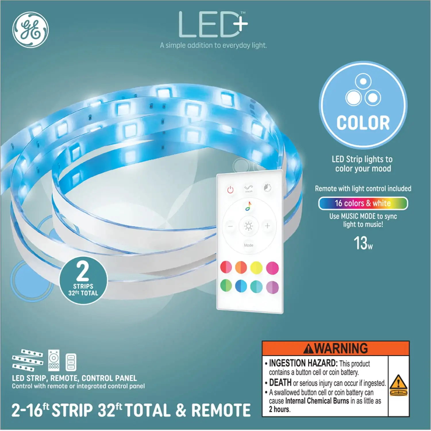 32ft IndoorColor Changing LED Light Strip RGB LED Tape Light with Corded Electric Remote for Home Party Room Decoration
32ft IndoorColor Changing LED Light Strip RGB LED Tape Light with Corded Electric Remote for Home Party Room Decoration
