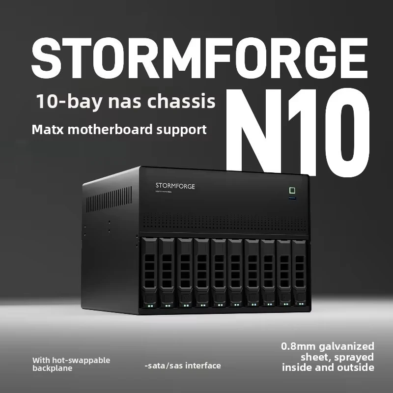 12-Bay Hot-Swap NAS Chassis N10, Aluminum with 4 PCIe Slots, MATX Board & 1U PSU Support, for High-Capacity Storage
12-Bay Hot-Swap NAS Chassis N10, Aluminum with 4 PCIe Slots, MATX Board & 1U PSU Support, for High-Capacity Storage