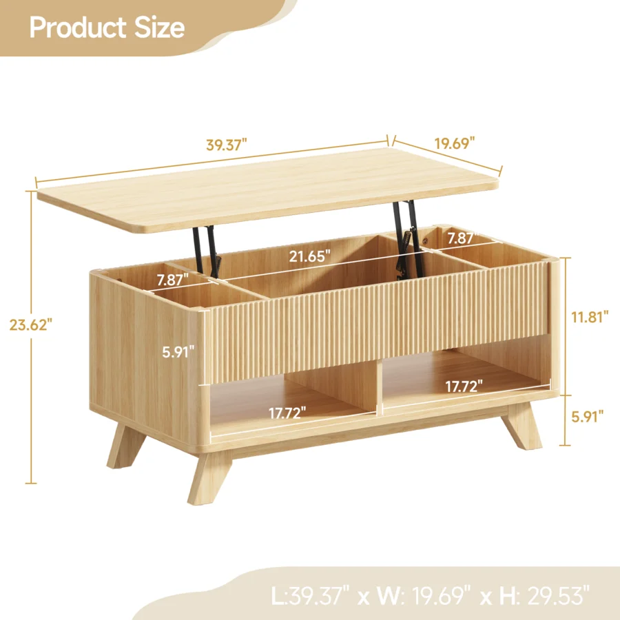 ONBRILL Oak Lift Top Coffee Table, 47.2" Mid Century Modern Coffee Table With Storage, Modern Rising Pull Up Wood Fluted Center
ONBRILL Oak Lift Top Coffee Table, 47.2" Mid Century Modern Coffee Table With Storage, Modern Rising Pull Up Wood Fluted Center
