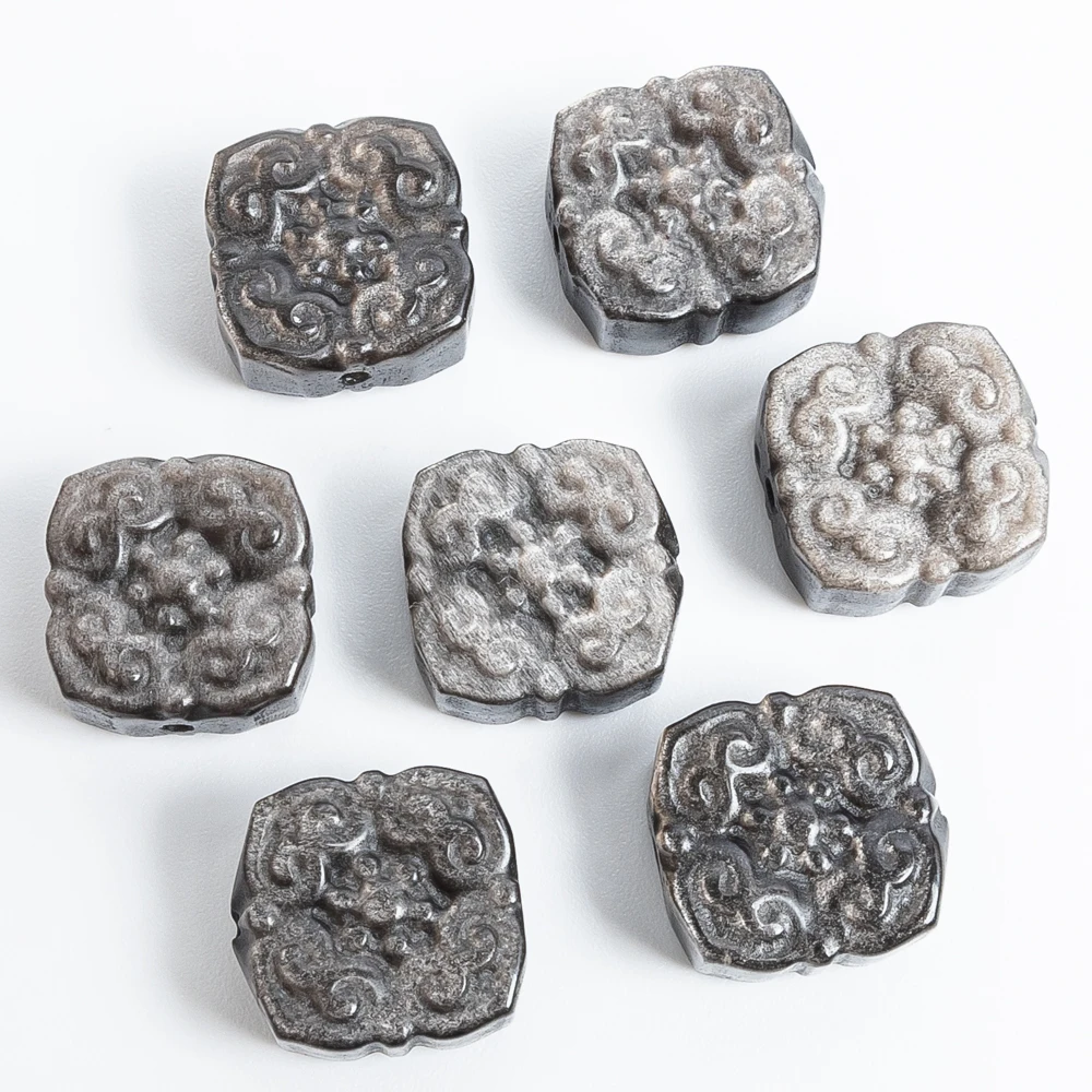 5 шт., натуральный серебряный острый обсидиан, кулон на удачу, китайский амулет благословения для изготовления ювелирных изделий, ожерелье, аксессуары «сделай сам», просверленные 16x 
5 шт., натуральный серебряный острый обсидиан, кулон на удачу, китайский амулет благословения для изготовления ювелирных изделий, ожерелье, аксессуары «сделай сам», просверленные 16x