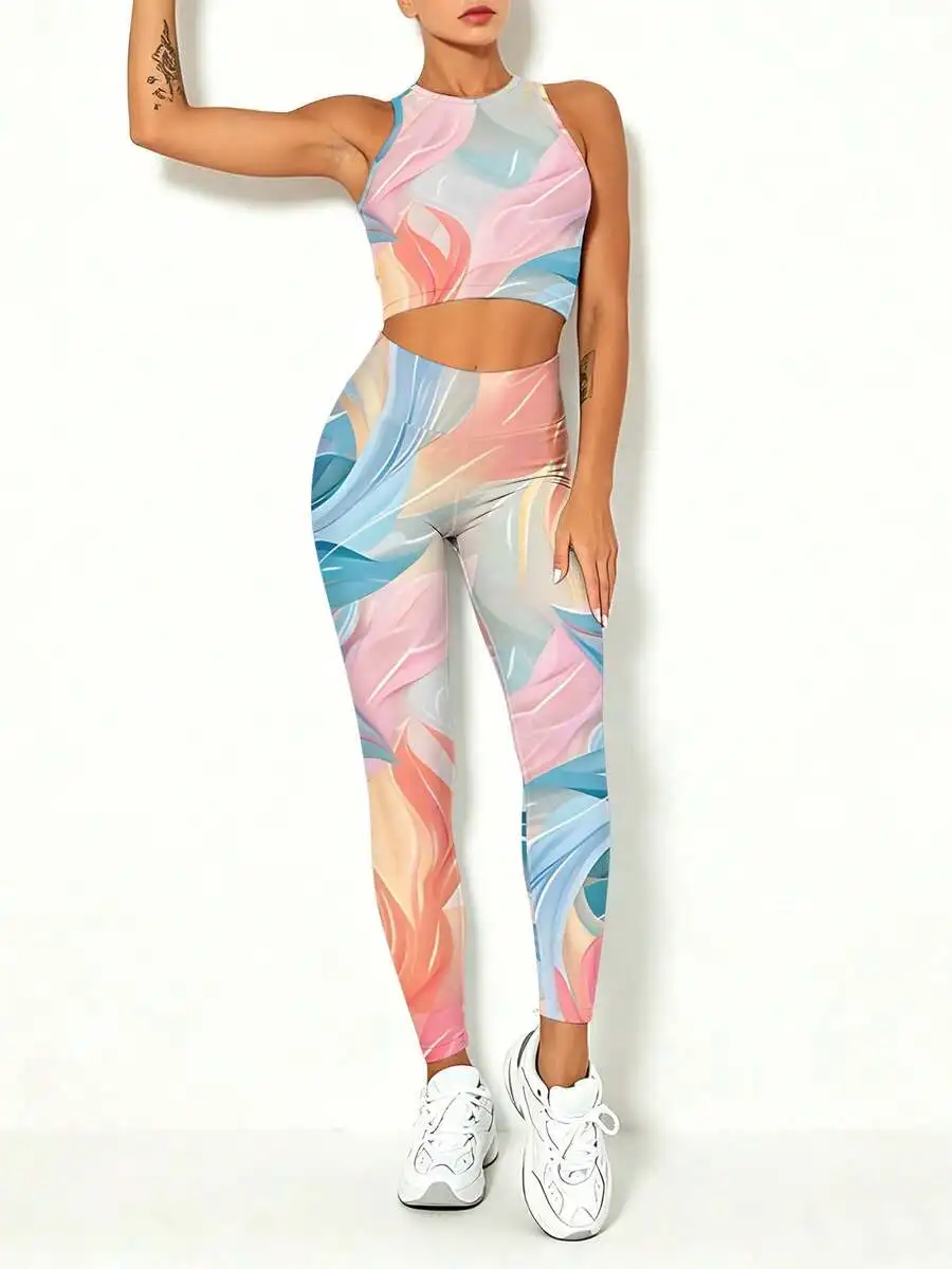 2pcs Women Yoga Set Breathable High-Waisted Leggings And Cropped Sleeveless Top All Season Sportswear
2pcs Women Yoga Set Breathable High-Waisted Leggings And Cropped Sleeveless Top All Season Sportswear
