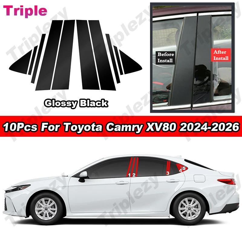 10Pcs Glossy Piano Black PC Material BC Pillar Post Cover Door Trim Carbon Fiber Sticker For Toyota Camry XV80 2024-2026 Gen 9th
10Pcs Glossy Piano Black PC Material BC Pillar Post Cover Door Trim Carbon Fiber Sticker For Toyota Camry XV80 2024-2026 Gen 9th
