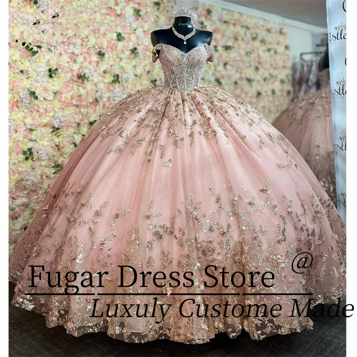 Customized Princess Pink Quinceanera Dresses Birthday Robe Short Sleeve Beaded Sparkly Lace-up Corset Puffy Skirt vesridos de
Customized Princess Pink Quinceanera Dresses Birthday Robe Short Sleeve Beaded Sparkly Lace-up Corset Puffy Skirt vesridos de