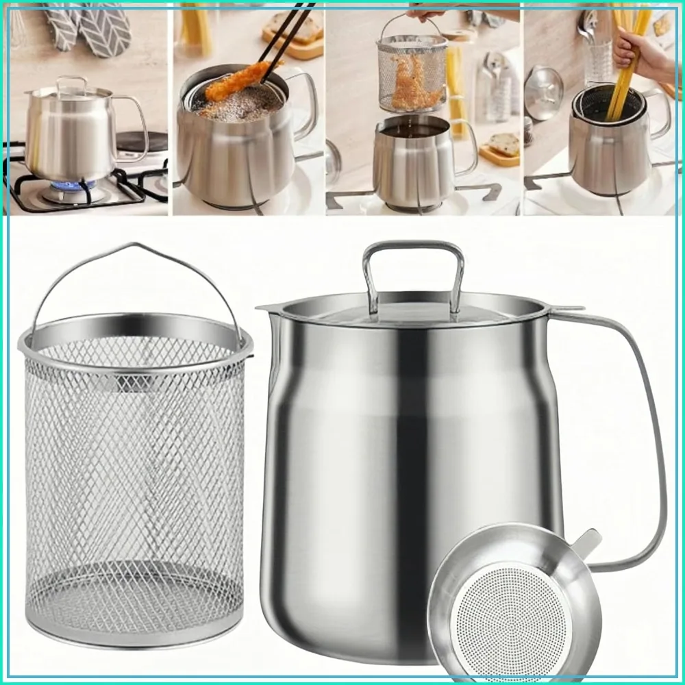 68oz 304 Stainless Steel Deep Fryer Pot with Basket & Strainer, Large Capacity for Frying, Cooking, Camping, Dishwasher Safe
68oz 304 Stainless Steel Deep Fryer Pot with Basket & Strainer, Large Capacity for Frying, Cooking, Camping, Dishwasher Safe