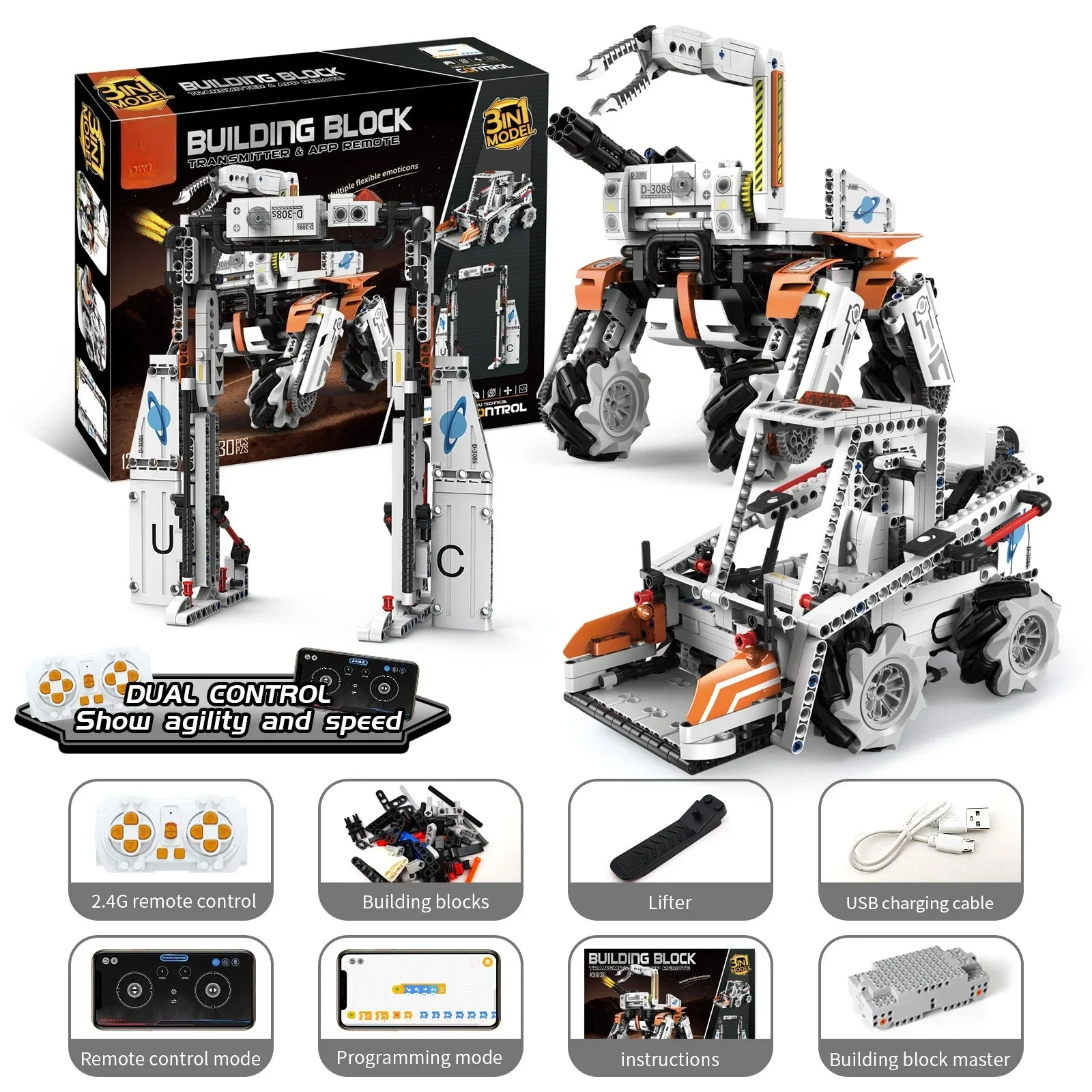 2025 New 3-in-1 Programmable Combat Dog Building Blocks Kit with Bluetooth Control - DIY Mechanical Model Toy for Kids & Adults
2025 New 3-in-1 Programmable Combat Dog Building Blocks Kit with Bluetooth Control - DIY Mechanical Model Toy for Kids & Adults