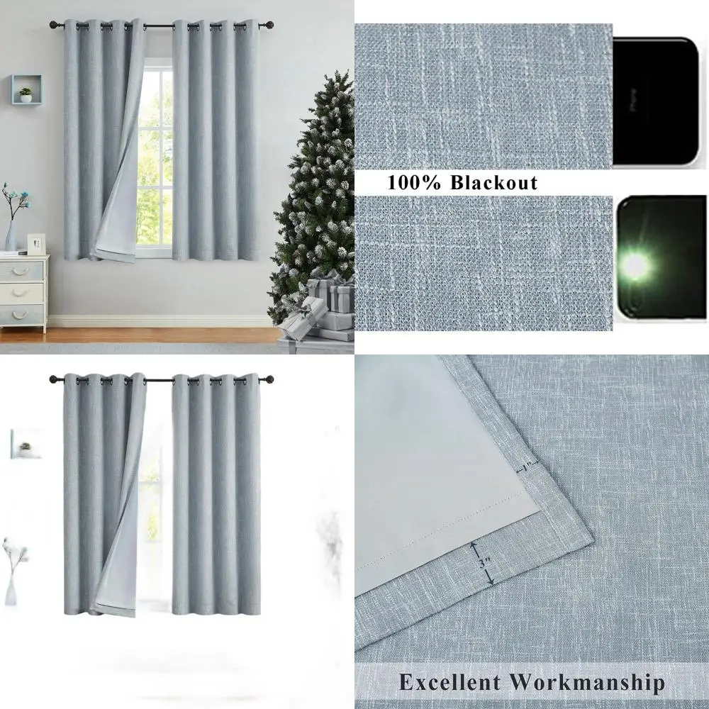 Heavy Linen Blackout Curtains with Noise Reduction, 100% Room Darkening, 50x63, 2-Panel Set in Chambray Blue for Bedrooms and Li
Heavy Linen Blackout Curtains with Noise Reduction, 100% Room Darkening, 50x63, 2-Panel Set in Chambray Blue for Bedrooms and Li