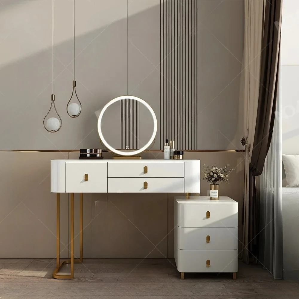 #White Light Luxury Nordic Bedroom Vanity makeup Table Organizer Smart Dressing Table With Wireless Charging
#White Light Luxury Nordic Bedroom Vanity makeup Table Organizer Smart Dressing Table With Wireless Charging