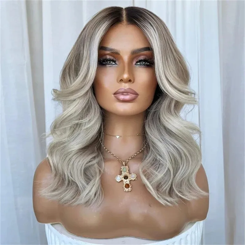 Ombre Ash Platinum Blonde 13x4 Short Body Wave Lace Front Wig With Dark Roots Synthetic Pre Plucked Virgin HD Lace Frontal Wig
Ombre Ash Platinum Blonde 13x4 Short Body Wave Lace Front Wig With Dark Roots Synthetic Pre Plucked Virgin HD Lace Frontal Wig