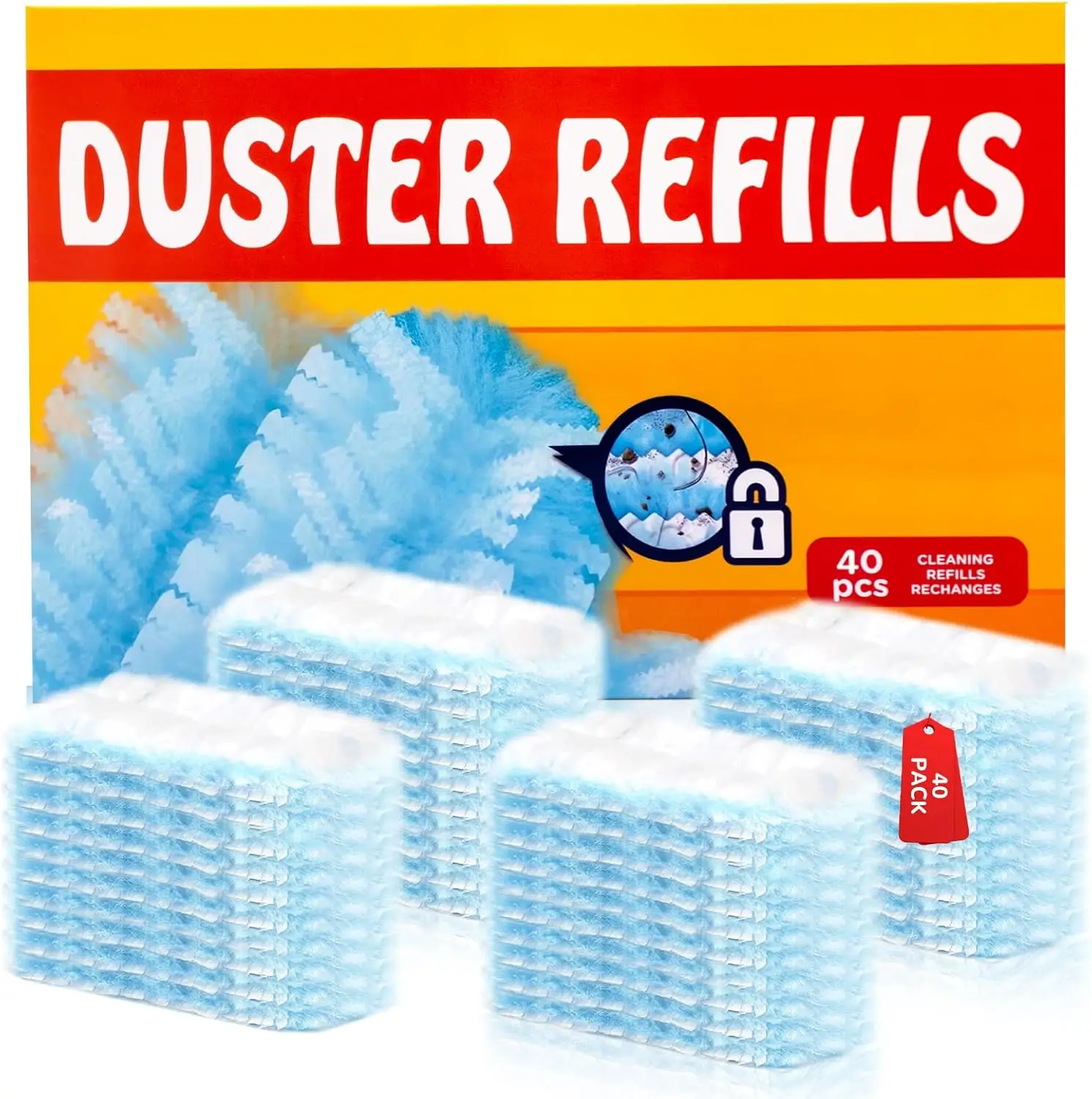 40 Count Electrostatic Duster Refills for Swiffer, Unscented Disposable Heads for Home Cleaning, Blinds, Fans
40 Count Electrostatic Duster Refills for Swiffer, Unscented Disposable Heads for Home Cleaning, Blinds, Fans