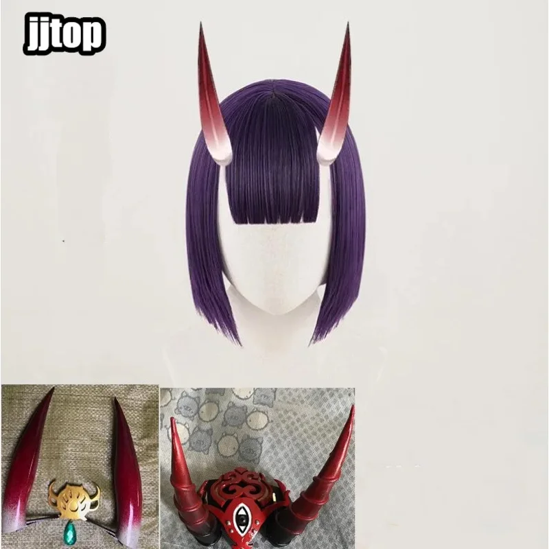 Shuten Douji Cosplay Wig Fate Grand Order FGO Wig Synthetic Purple Hair Shuten Douji Head angle Ox horn head wear with wig
Shuten Douji Cosplay Wig Fate Grand Order FGO Wig Synthetic Purple Hair Shuten Douji Head angle Ox horn head wear with wig