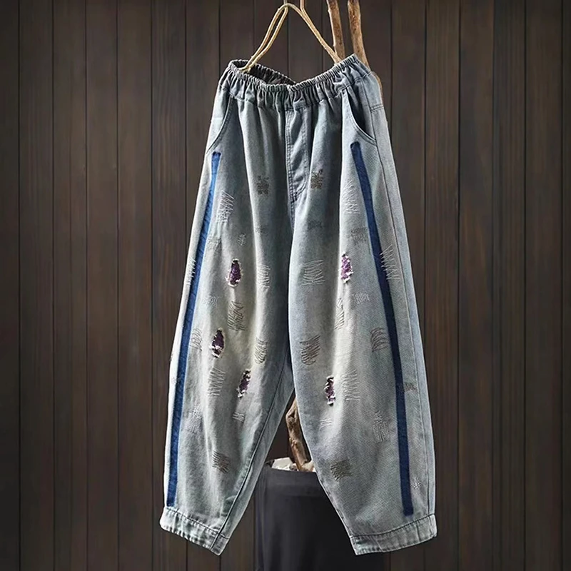 Women Casual Ripped Jeans New Arrival 2025 Spring Streetwear Vintage Embroidery Loose Female Ankle-length Denim Pants M893
Women Casual Ripped Jeans New Arrival 2025 Spring Streetwear Vintage Embroidery Loose Female Ankle-length Denim Pants M893