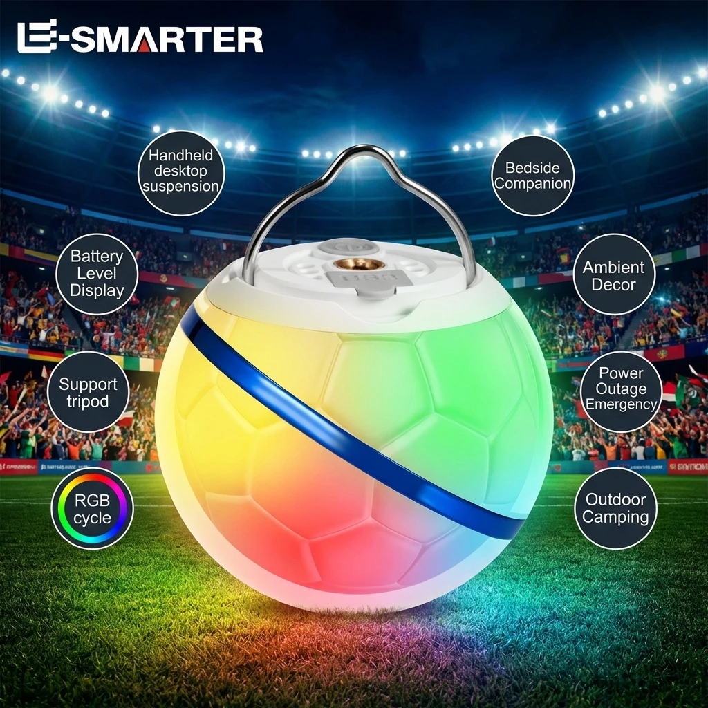 Portable Rechargeable Football Design Outdoor Light Emergency Camping Lamp Warm Night Lighting for Home and Camping Use
Portable Rechargeable Football Design Outdoor Light Emergency Camping Lamp Warm Night Lighting for Home and Camping Use
