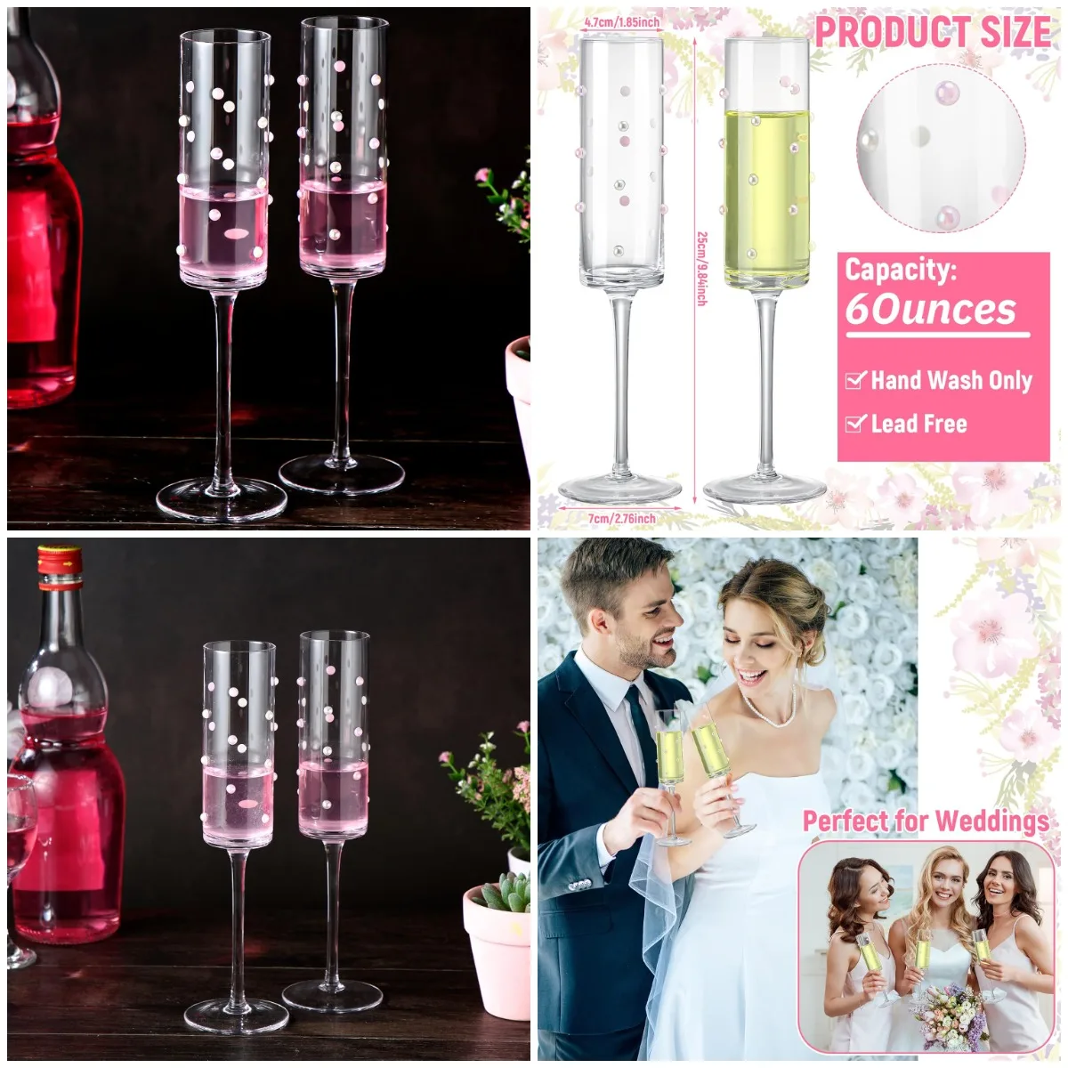 2 шт. жемчужные свадебные флейты для шампанского, искусственный розовый и белый жемчуг, 6 унций, прозрачные стеклянные очки для тостов с длинной стеблом для свадебного душа, свадьба
2 шт. жемчужные свадебные флейты для шампанского, искусственный розовый и белый жемчуг, 6 унций, прозрачные стеклянные очки для тостов с длинной стеблом для свадебного душа, свадьба
