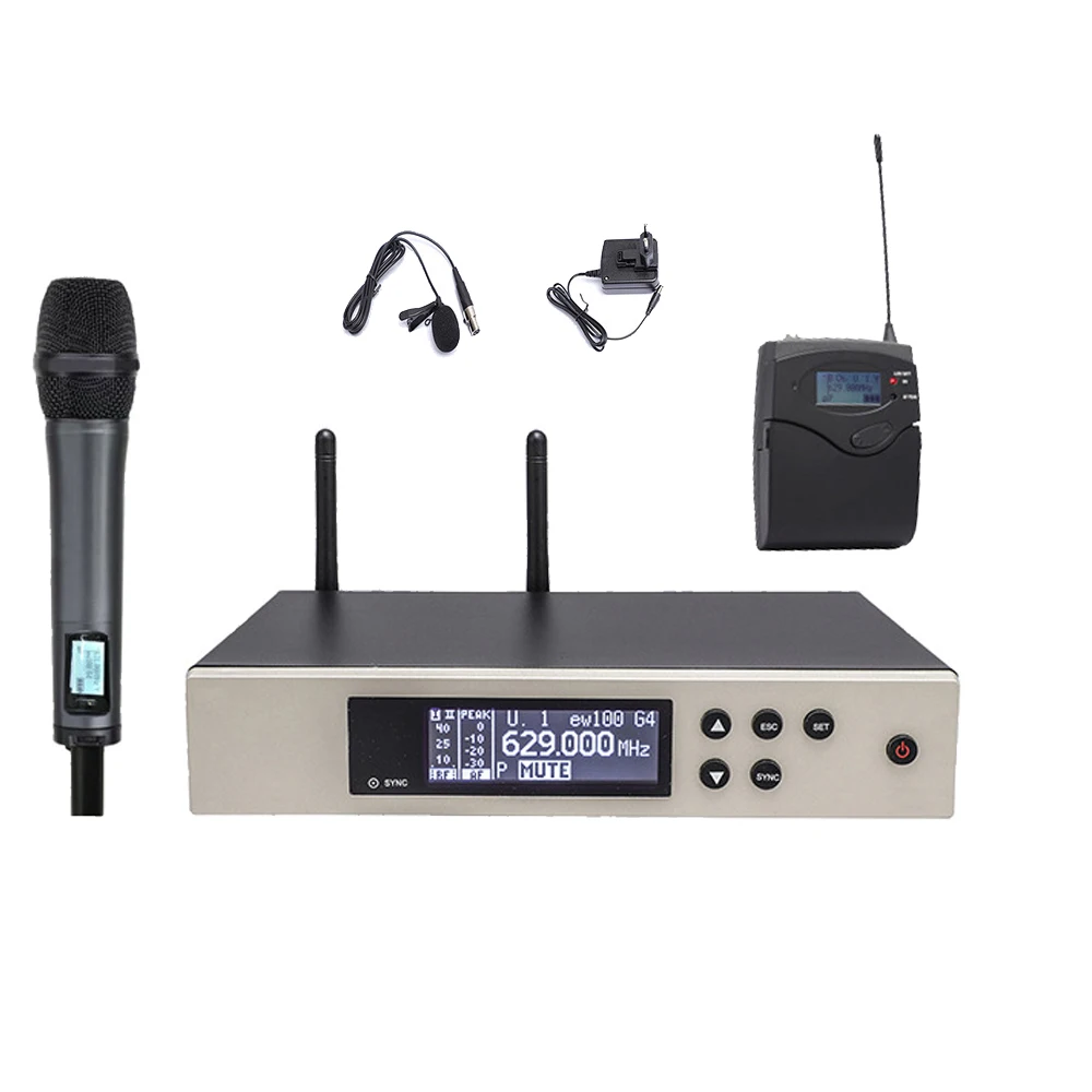 Advanced EW100-G4 True Diversity E845 Handheld Wireless Microphone System G4 Receiver 845 Handheld Metal Headset Lapel BeltPack
Advanced EW100-G4 True Diversity E845 Handheld Wireless Microphone System G4 Receiver 845 Handheld Metal Headset Lapel BeltPack
