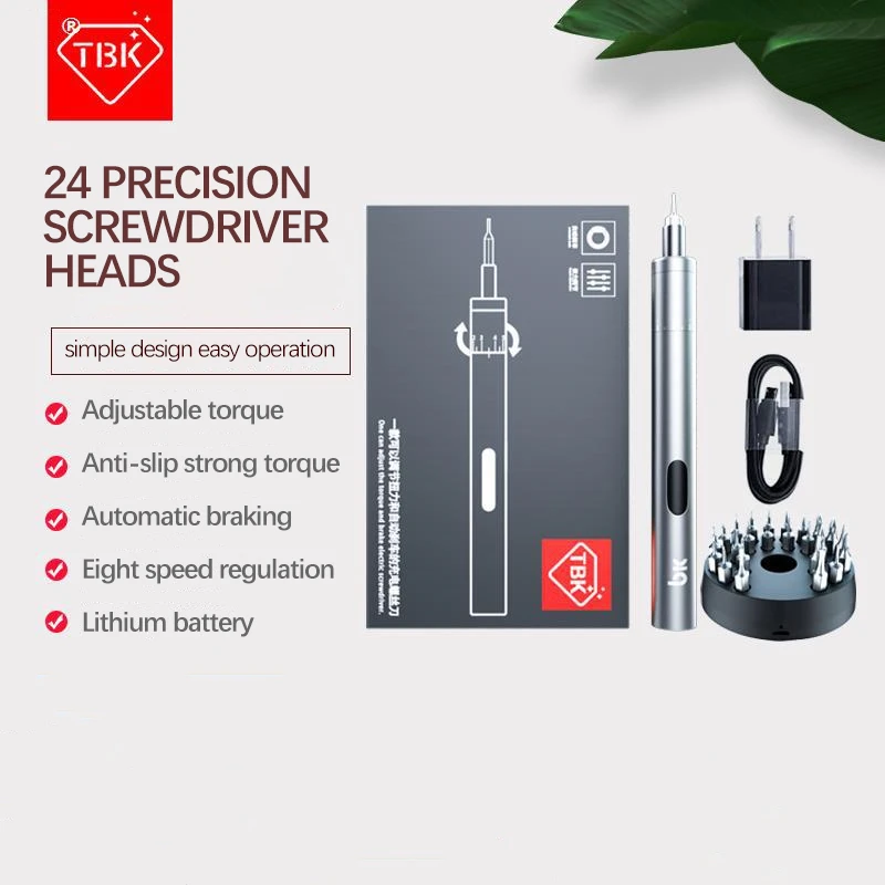 TBK 008 Electric Screwdriver Set Adjustable Recharging Precision Screwdriver with 24 Bit for Mobile Phone Disassembly Tool
TBK 008 Electric Screwdriver Set Adjustable Recharging Precision Screwdriver with 24 Bit for Mobile Phone Disassembly Tool