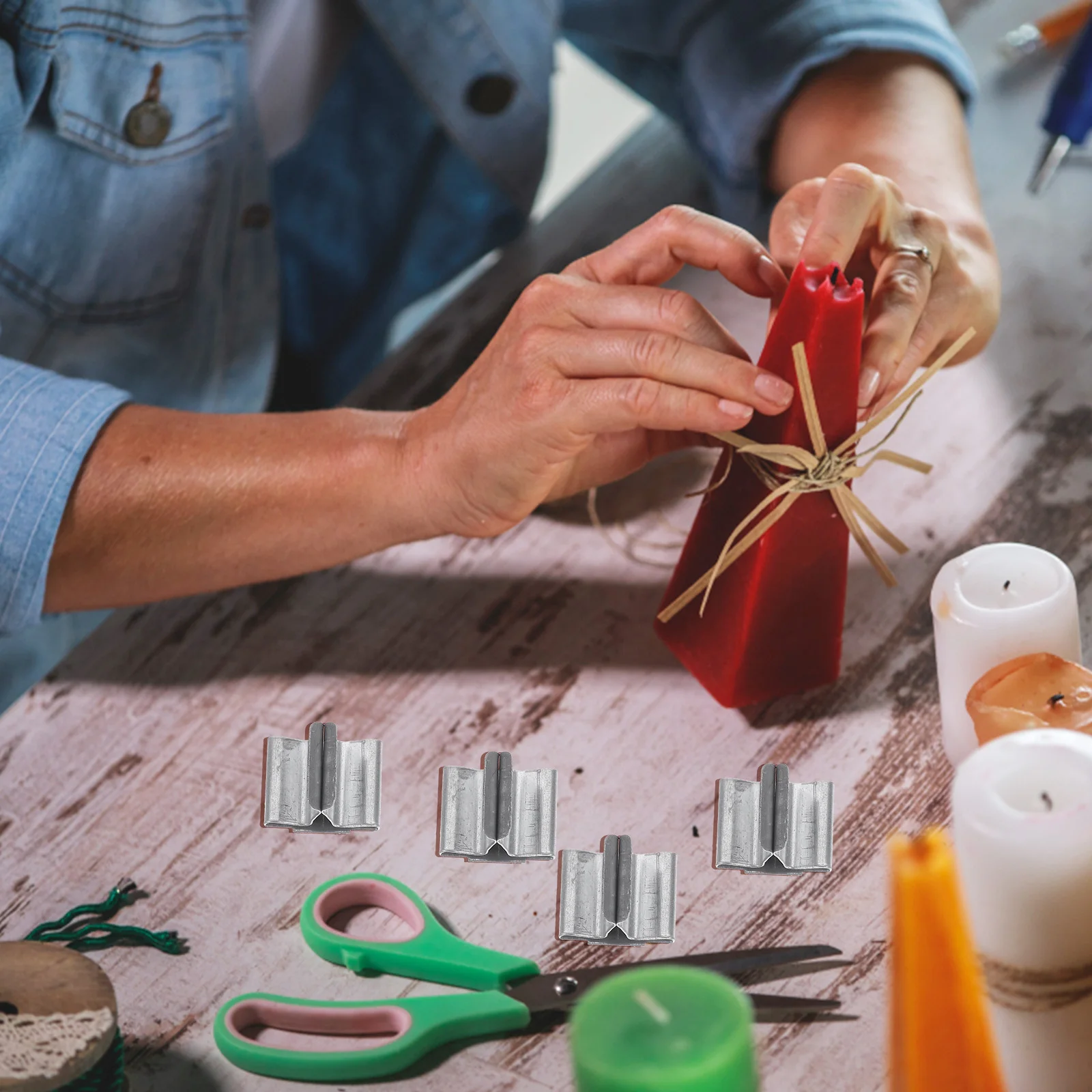 100Pcs Wick Holders Metal Base for Centering Device Making Supplies Wick Fixing Clips
100Pcs Wick Holders Metal Base for Centering Device Making Supplies Wick Fixing Clips