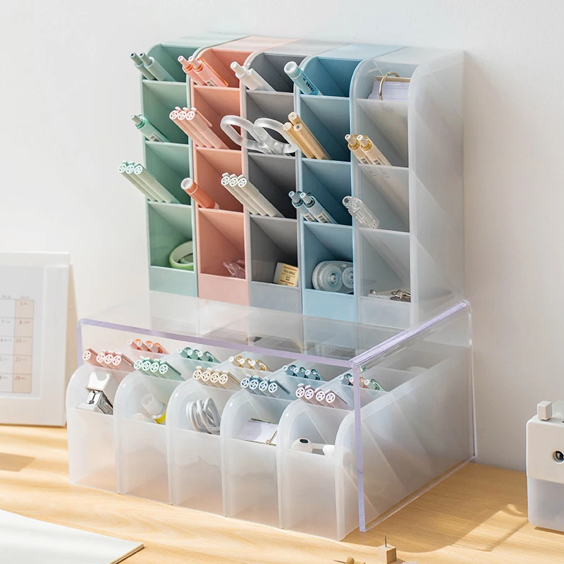 4-сеточный прозрачный матовый наклонный настольный органайзер, держатель для ручек, ящик для хранения кистей для макияжа, школьные канцелярские принадлежности для дома
4-сеточный прозрачный матовый наклонный настольный органайзер, держатель для ручек, ящик для хранения кистей для макияжа, школьные канцелярские принадлежности для дома